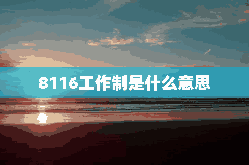 8116工作制是什么意思(8116 8工作制是什么)